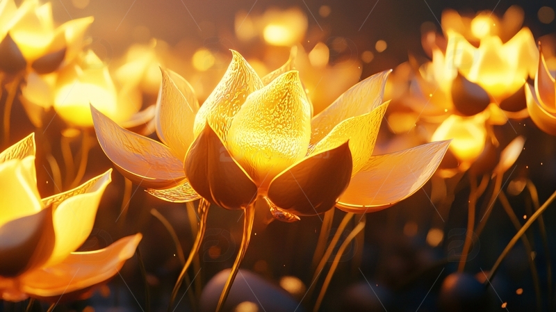 高清大图下载【趣麦麦图】金光闪闪的莲花田