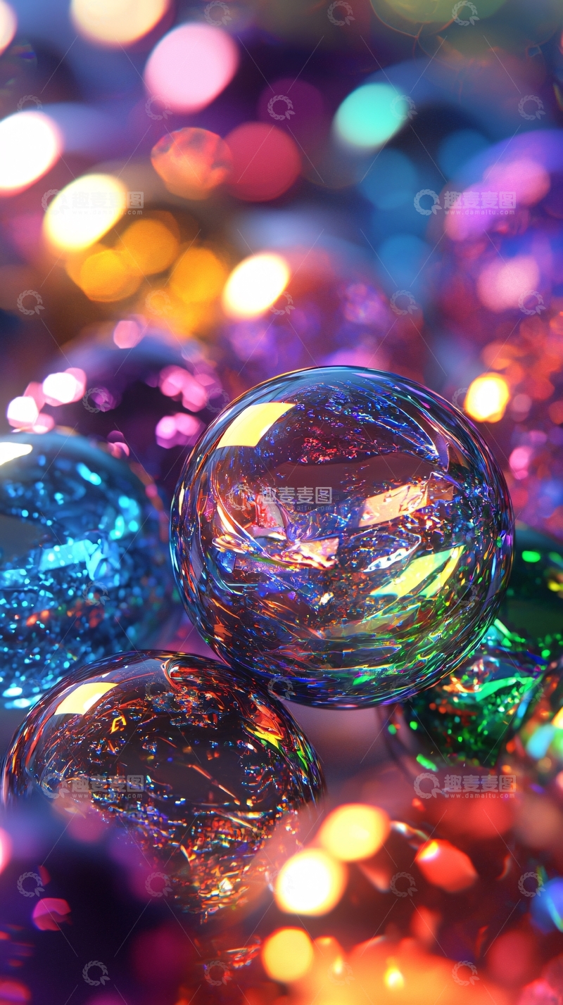 高清大图下载【趣麦麦图】彩色玻璃球背景