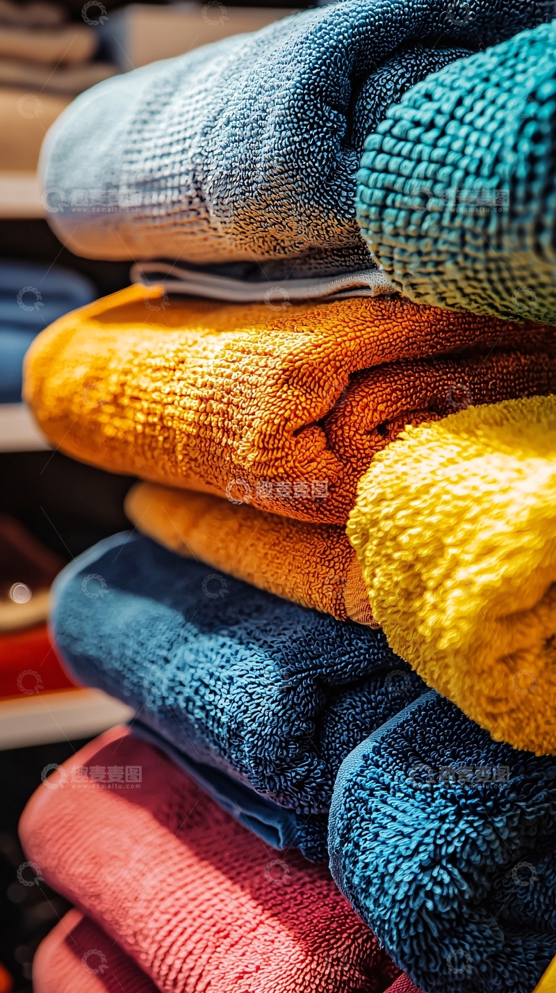 高清大图下载【趣麦麦图】堆叠的彩色毛巾