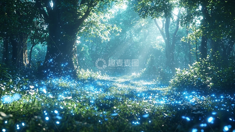 高清大图下载【趣麦麦图】梦幻森林光线唯美风景