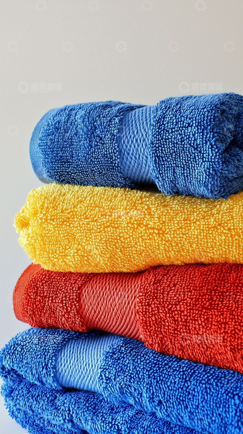 高清大图下载【趣麦麦图】彩色毛巾叠放
