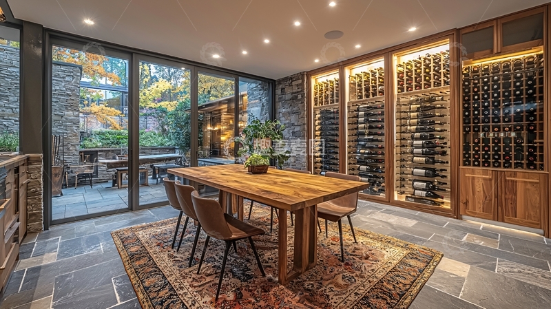 高清大图下载【趣麦麦图】-现代风格餐厅酒窖一体