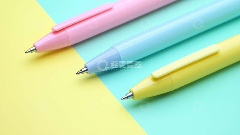 高清大图下载【趣麦麦图】三支彩色圆珠笔