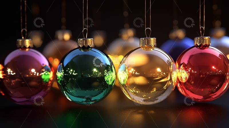 高清大图下载【趣麦麦图】彩色圣诞球