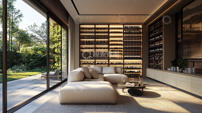 高清大图下载【趣麦麦图】现代简约客厅酒窖