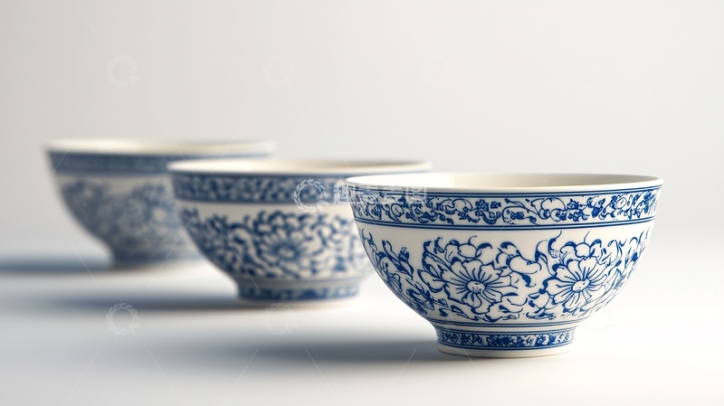 高清大图下载【趣麦麦图】蓝白瓷器茶杯