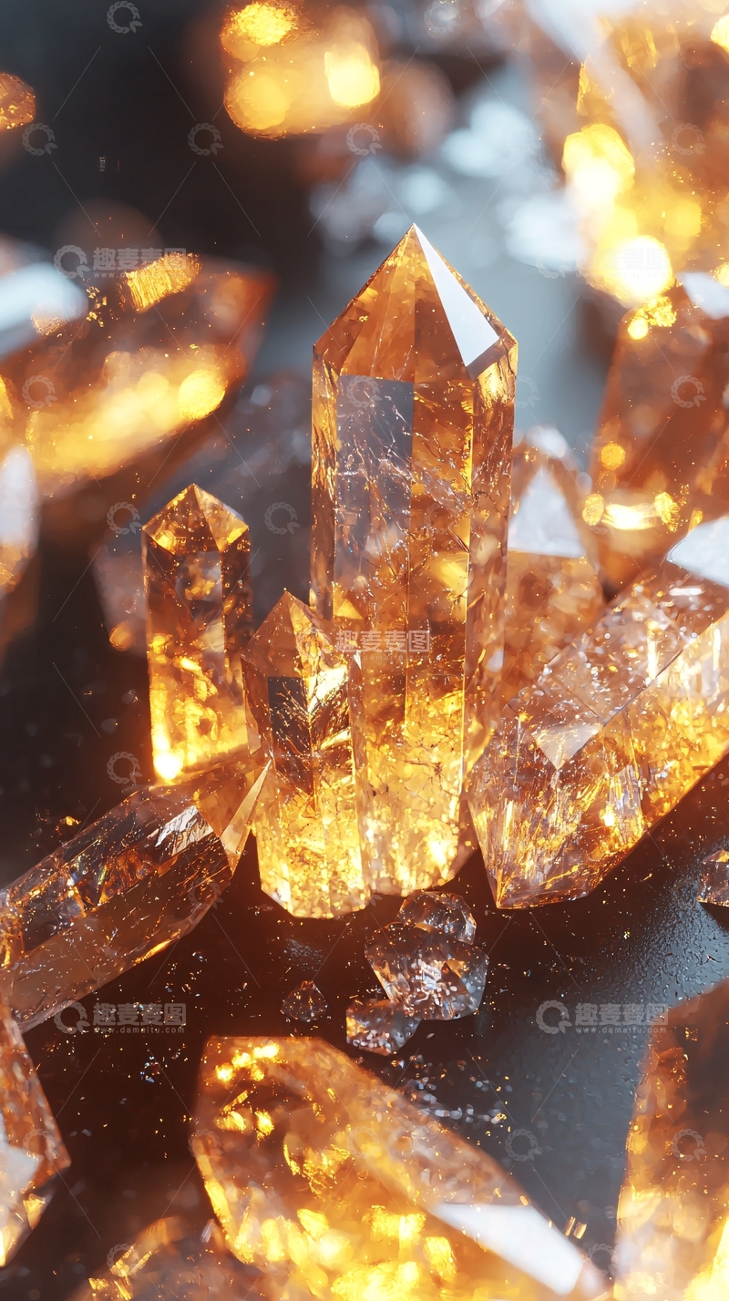 高清大图下载【趣麦麦图】闪耀的金黄色水晶簇