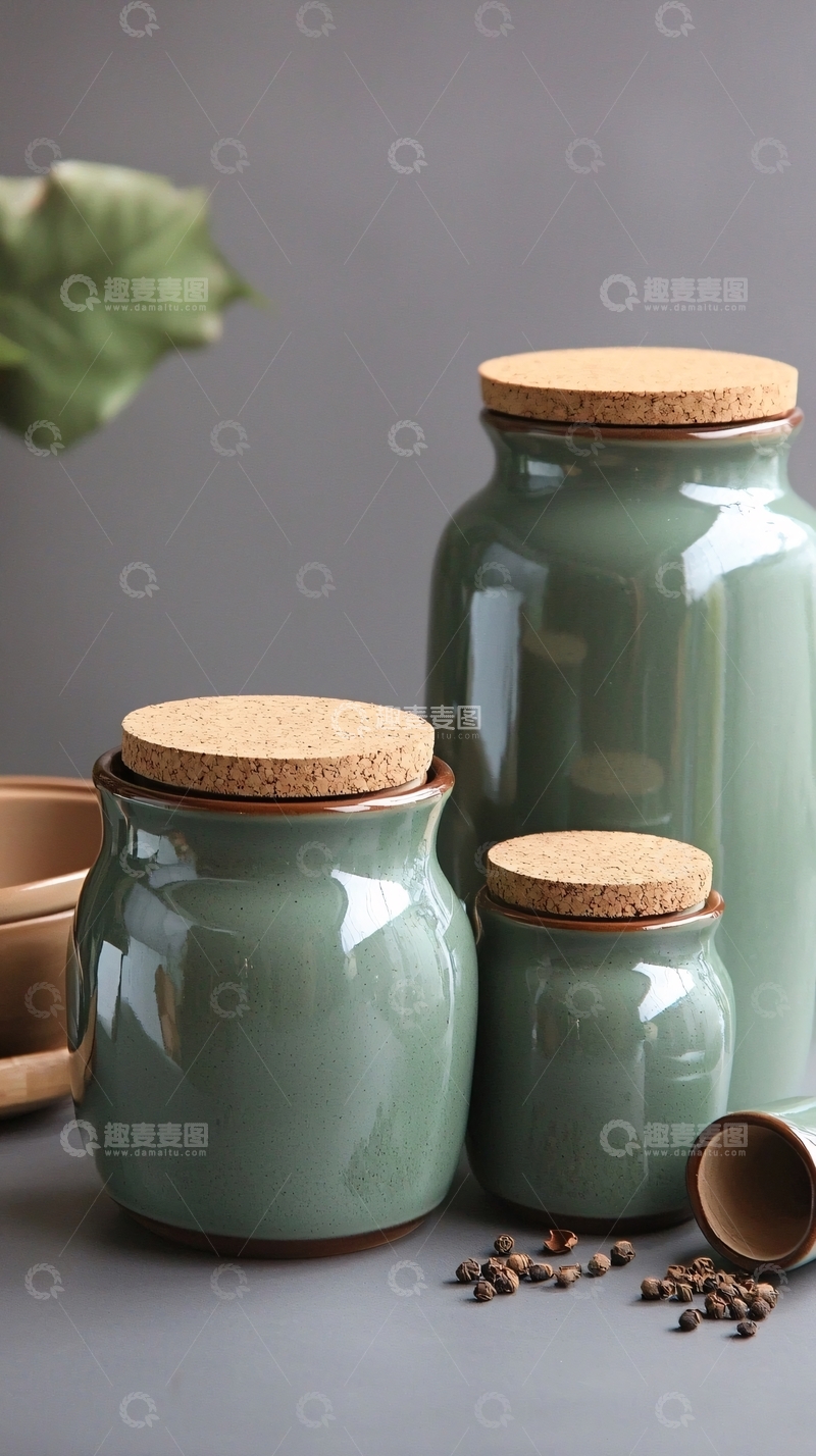 高清大图下载【趣麦麦图】青瓷密封罐