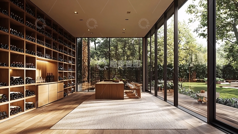 高清大图下载【趣麦麦图】奢华酒窖与室外景观融合