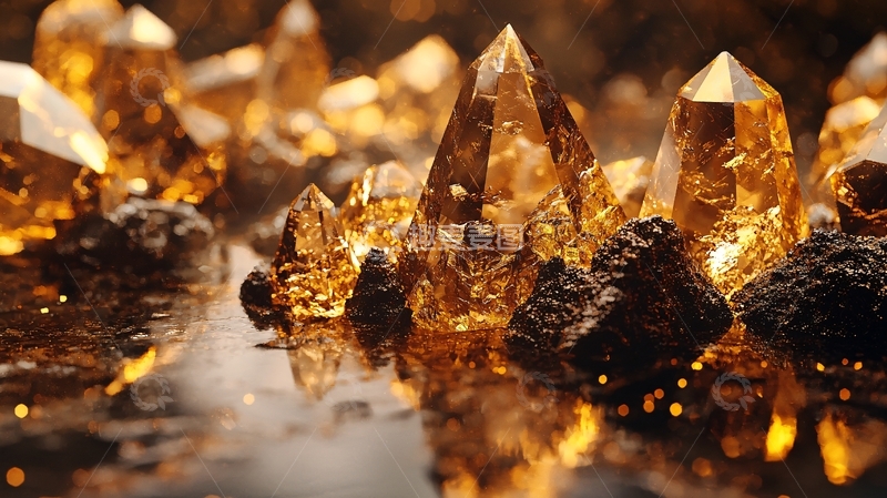 高清大图下载【趣麦麦图】闪耀的金黄水晶群