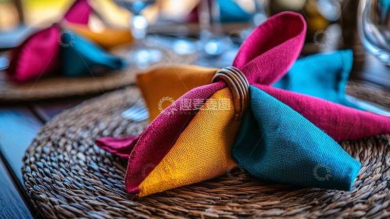 高清大图下载【趣麦麦图】彩色餐巾折叠