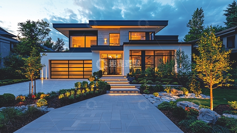 高清大图下载【趣麦麦图】现代别墅夜景正面