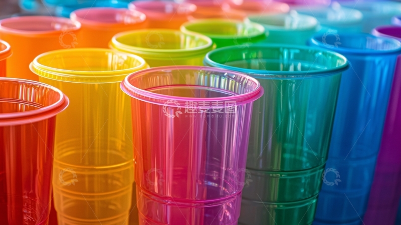 高清大图下载【趣麦麦图】彩虹色塑料杯