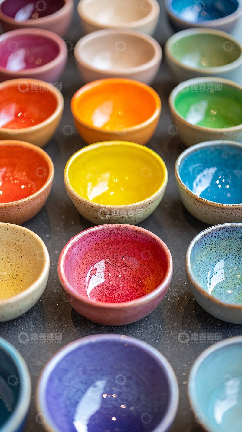 高清大图下载【趣麦麦图】彩色陶瓷小碗