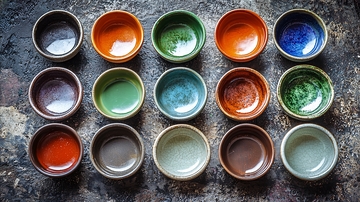 彩色陶瓷碗摆拍