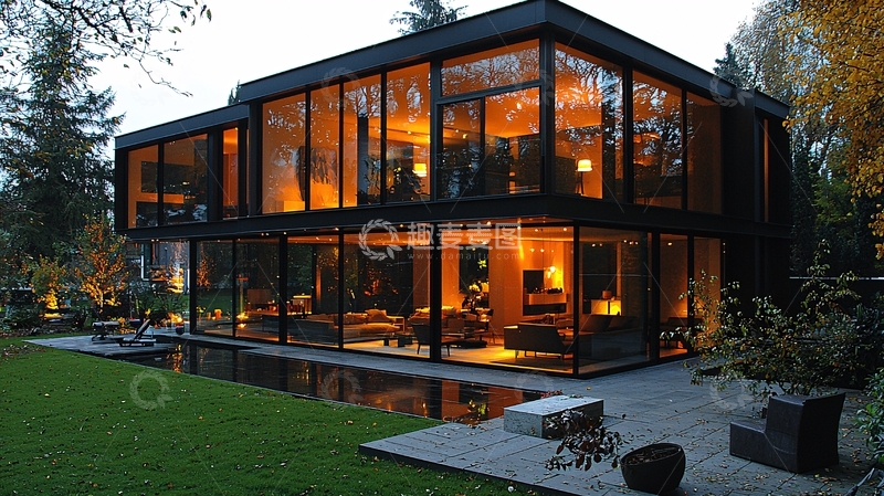 高清大图下载【趣麦麦图】现代玻璃住宅