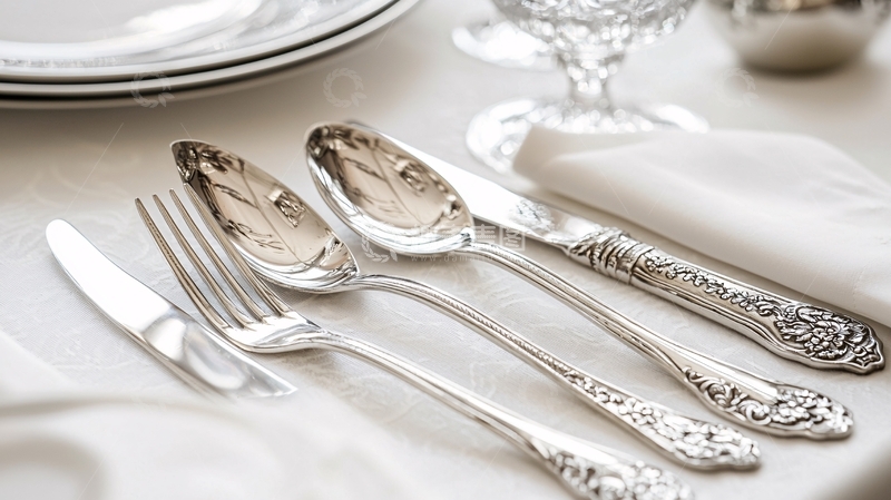 高清大图下载【趣麦麦图】银质餐具摆放