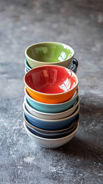 彩色陶瓷碗堆叠