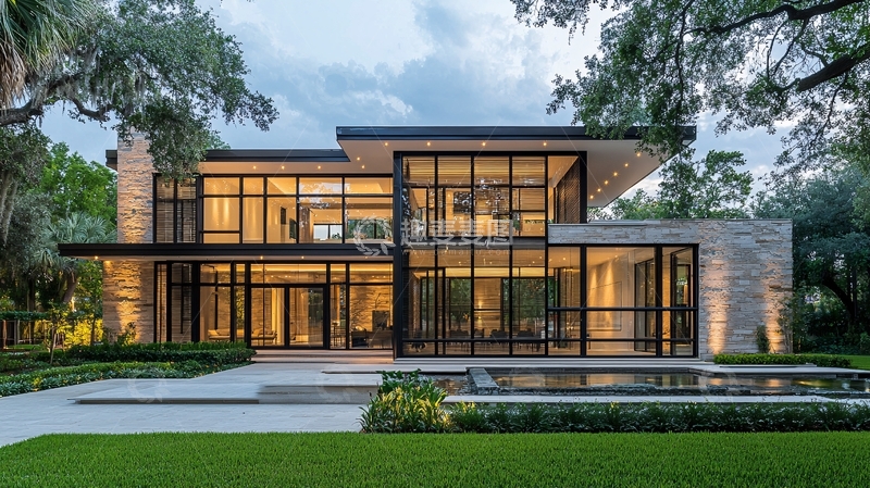 高清大图下载【趣麦麦图】现代玻璃幕墙豪宅