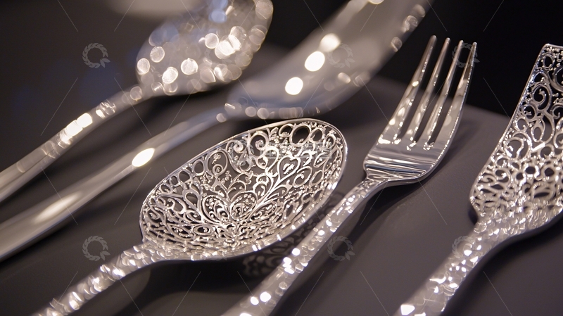 高清大图下载【趣麦麦图】精美银质餐具