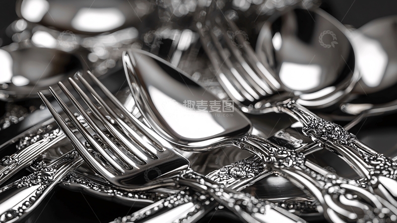 高清大图下载【趣麦麦图】银质餐具