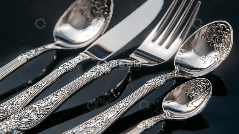 高清大图下载【趣麦麦图】银质餐具