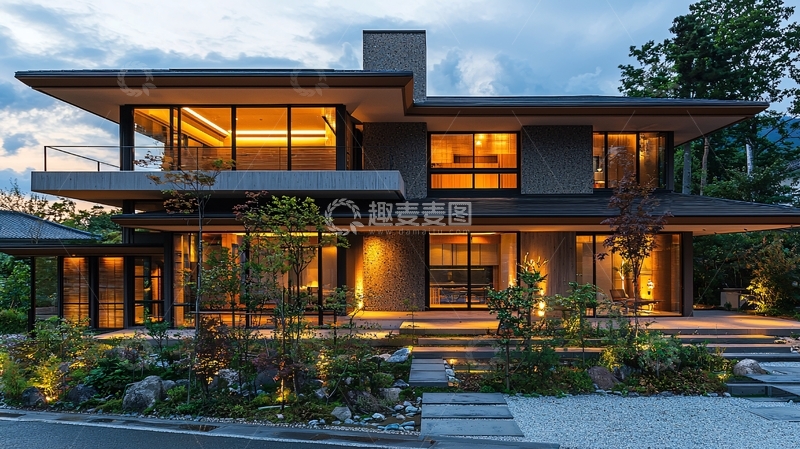 高清大图下载【趣麦麦图】现代风格别墅夜景