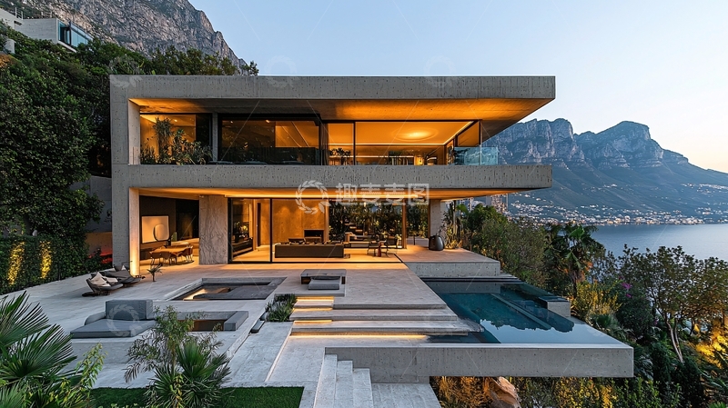 高清大图下载【趣麦麦图】现代海景别墅外观
