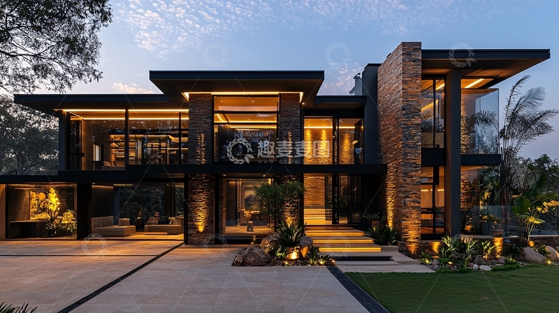 高清大图下载【趣麦麦图】现代豪宅外观1