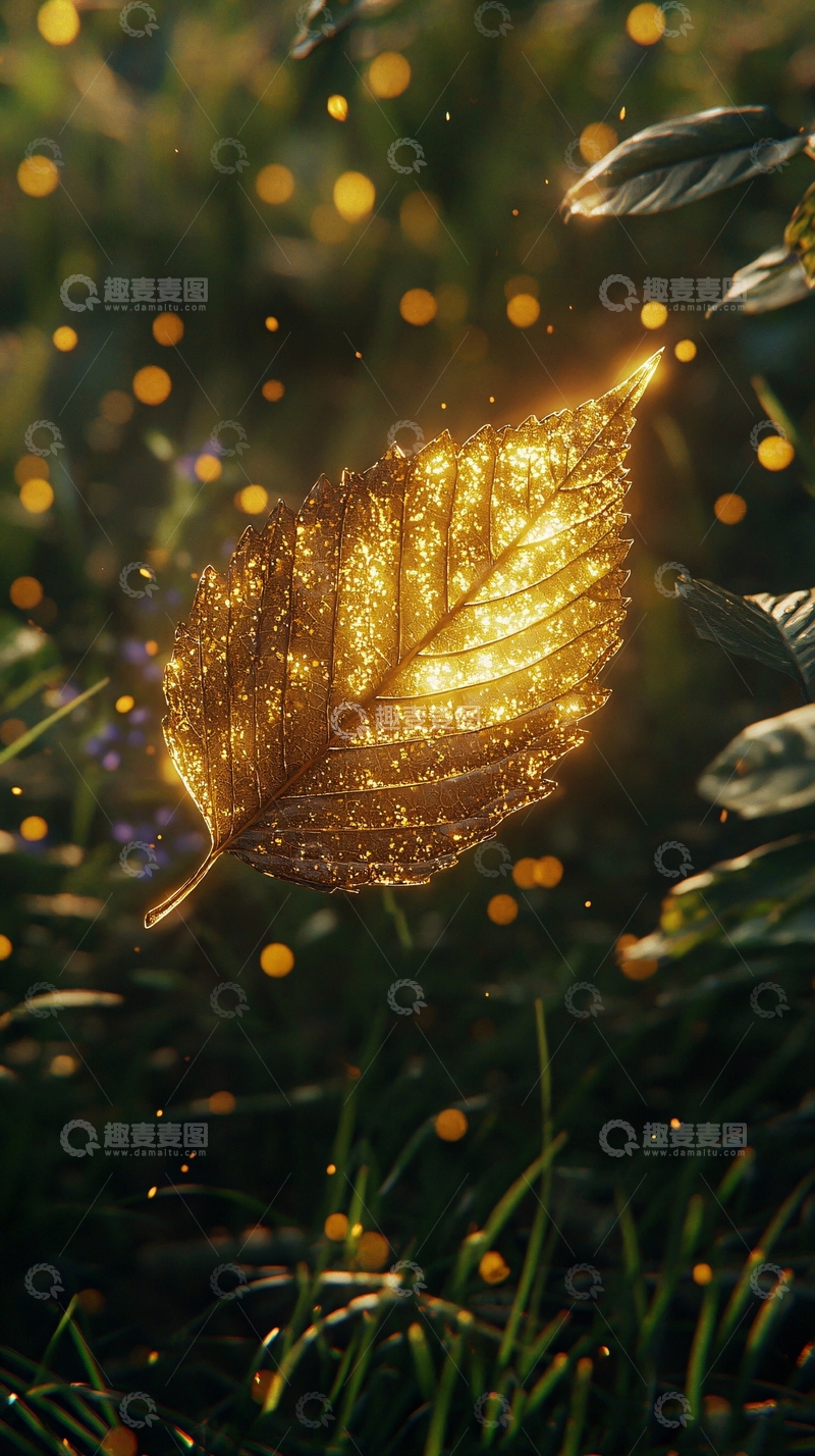 高清大图下载【趣麦麦图】发光树叶