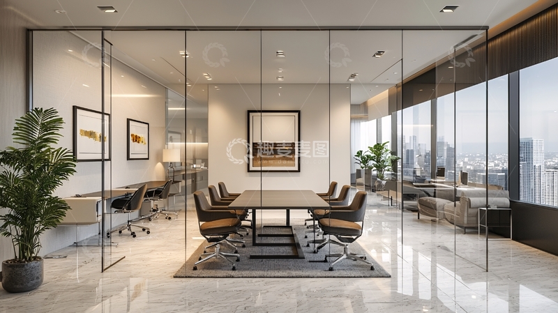 高清大图下载【趣麦麦图】现代办公室会议室隔间