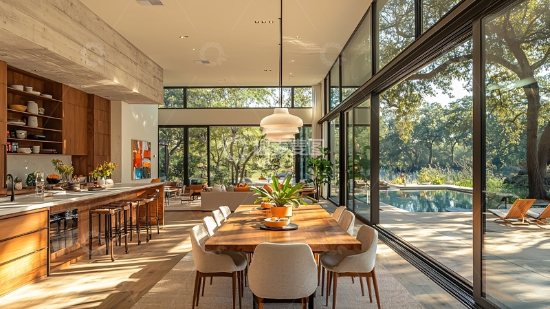 高清大图下载【趣麦麦图】现代厨房餐厅一体化