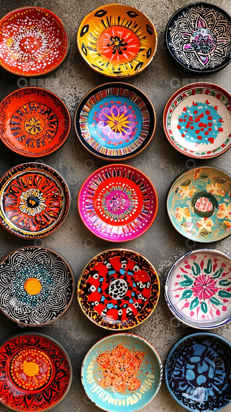 高清大图下载【趣麦麦图】手绘彩绘盘子