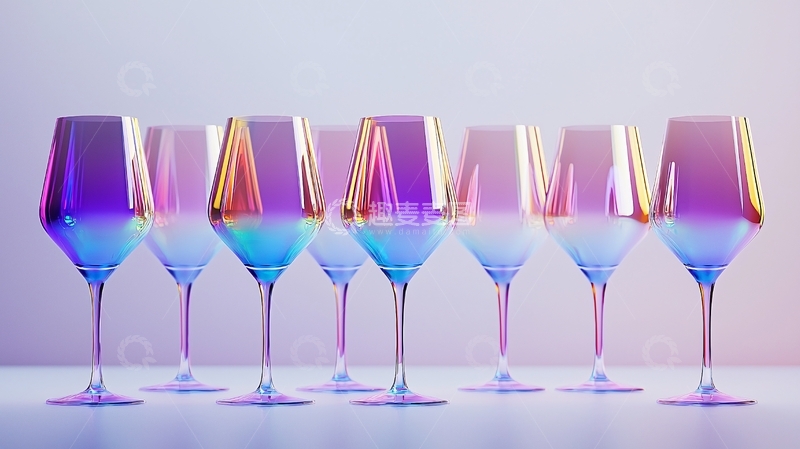 高清大图下载【趣麦麦图】彩虹渐变红酒杯