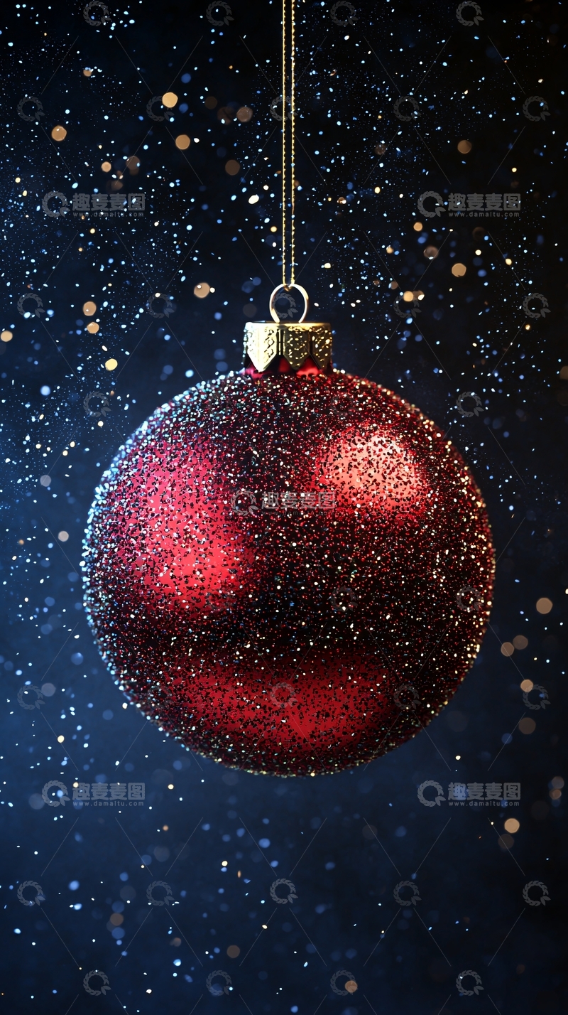 高清大图下载【趣麦麦图】深红色圣诞球闪耀