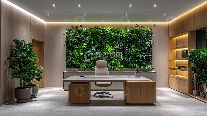 高清大图下载【趣麦麦图】绿色植物墙的办公室