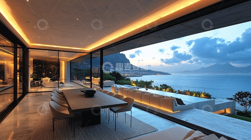 高清大图下载【趣麦麦图】豪华海景别墅客厅