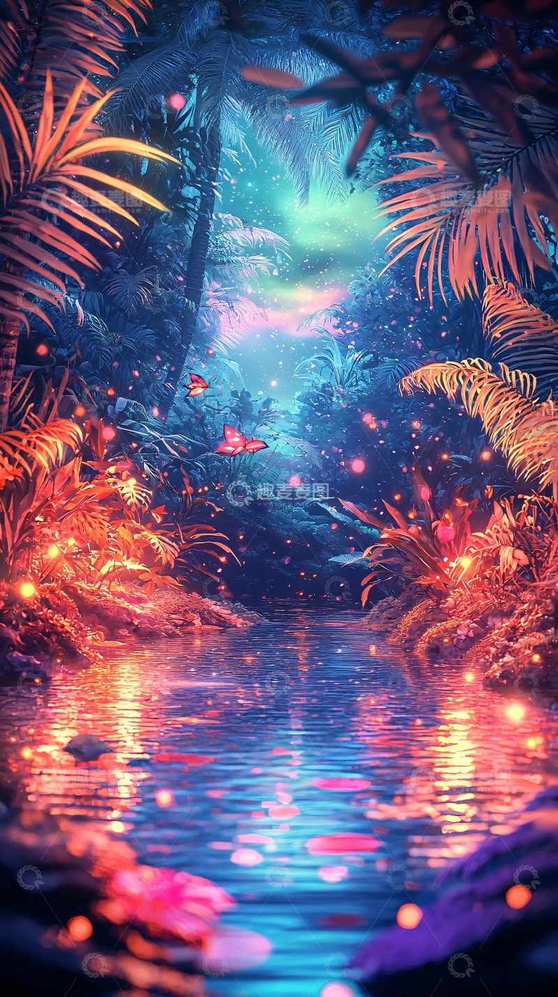 高清大图下载【趣麦麦图】梦幻雨林河流