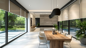 明亮现代餐厅落地窗