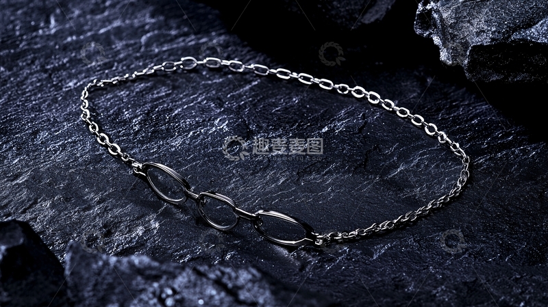 高清大图下载【趣麦麦图】黑色金属链条手镯