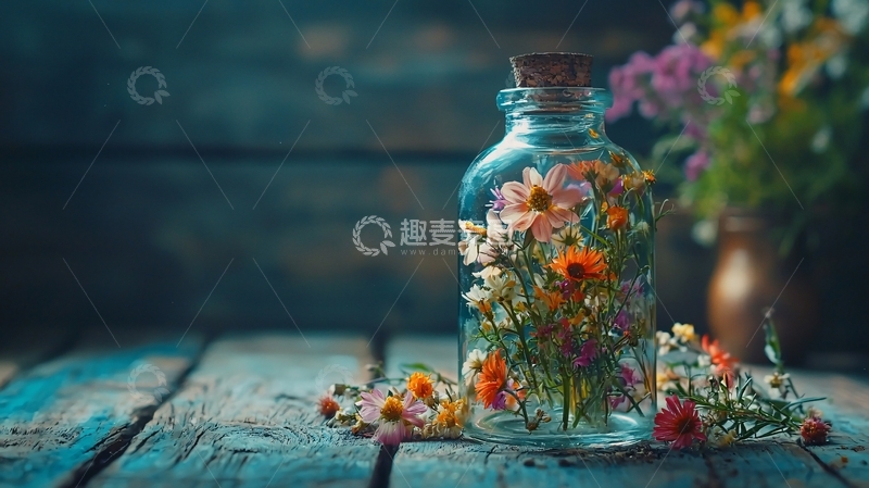 高清大图下载【趣麦麦图】玻璃瓶鲜花