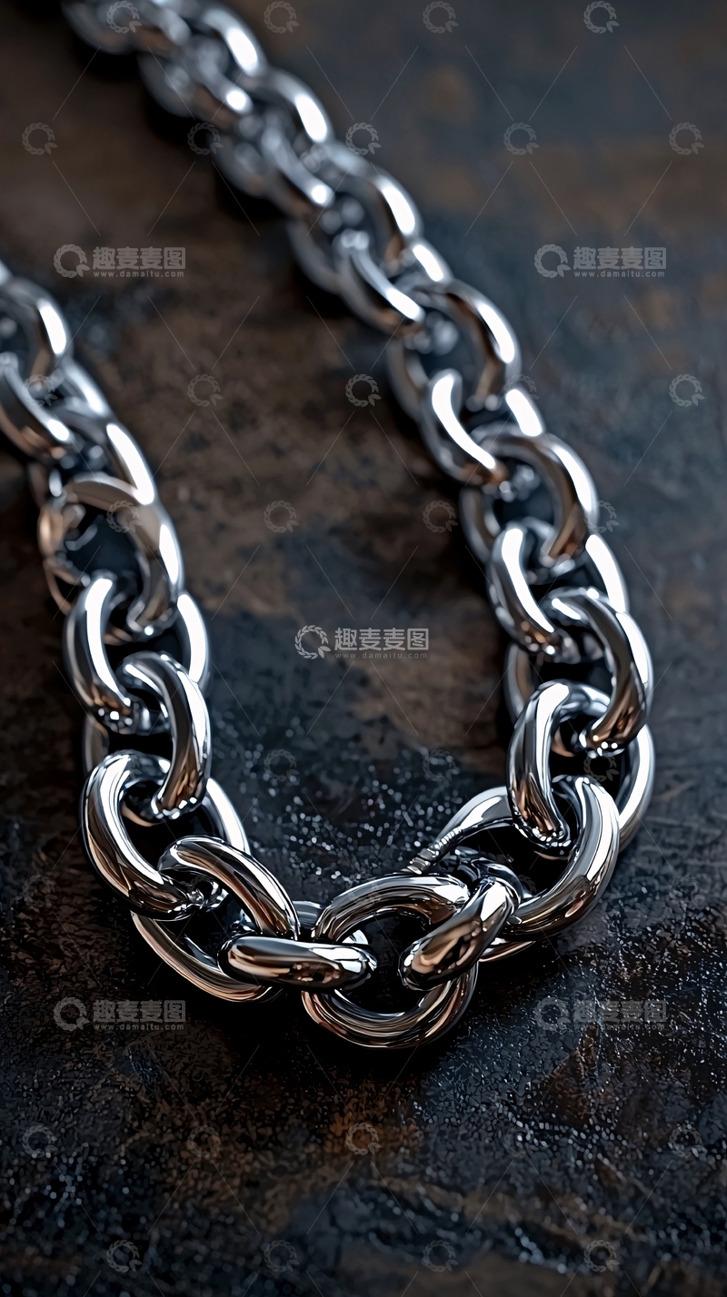 高清大图下载【趣麦麦图】粗犷银色金属链条项链