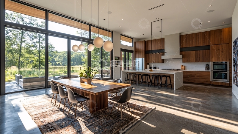 高清大图下载【趣麦麦图】宽敞明亮的现代厨房餐厅