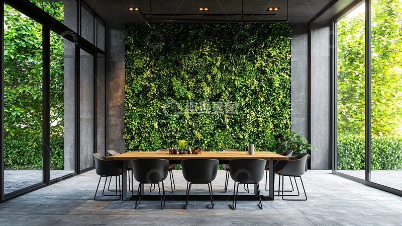 高清大图下载【趣麦麦图】绿植墙面会议室