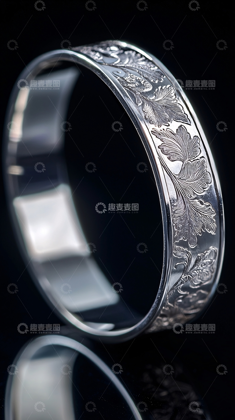 高清大图下载【趣麦麦图】银质叶纹手镯