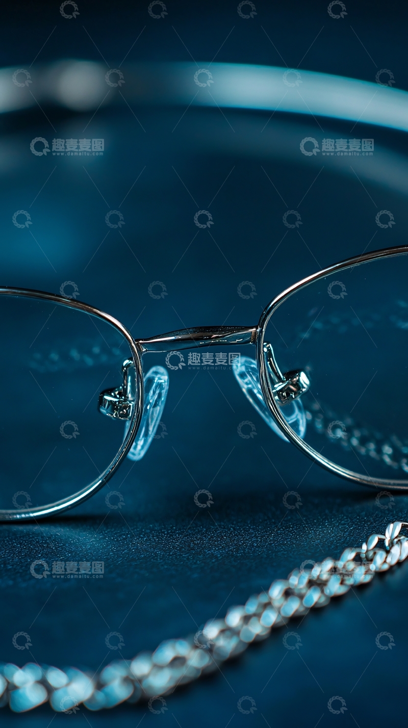 高清大图下载【趣麦麦图】银色细框眼镜