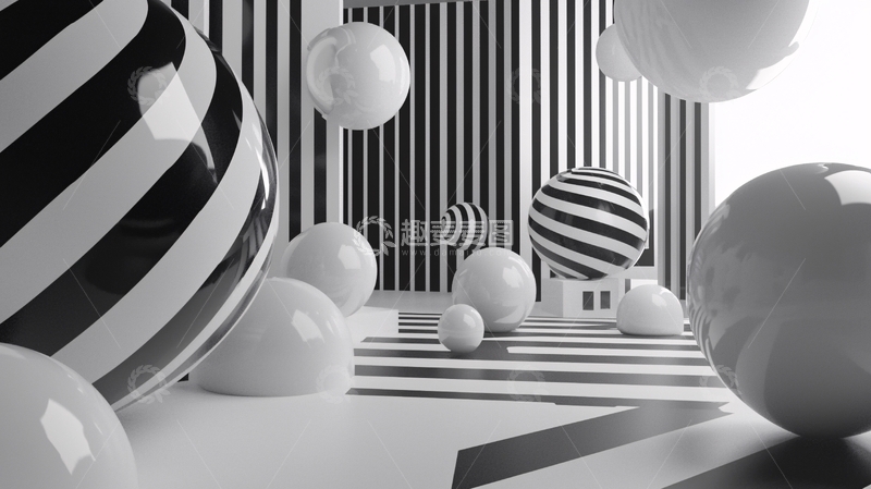 高清大图下载【趣麦麦图】黑白球体