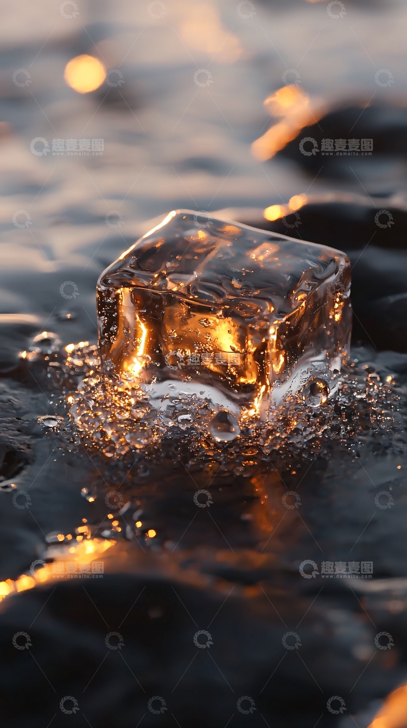 高清大图下载【趣麦麦图】冰块在水中闪耀