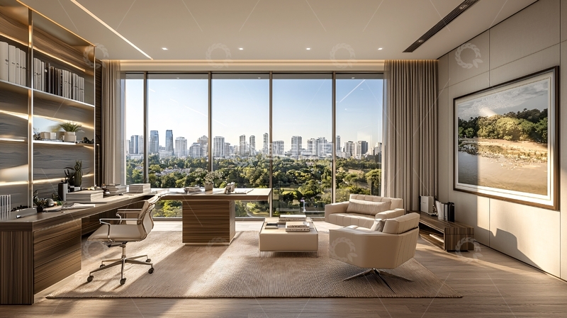 高清大图下载【趣麦麦图】现代办公室全景落地窗