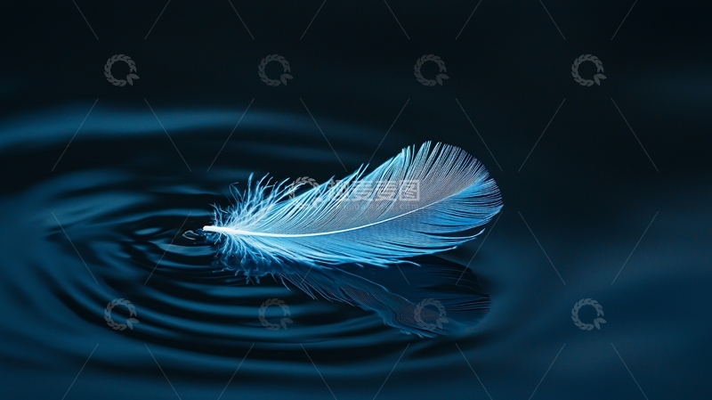 高清大图下载【趣麦麦图】蓝色羽毛水面